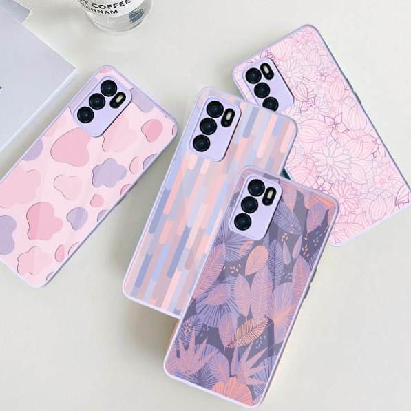 K1Z2 Softcase Glass Macaron Lilac [SM86]  For Oppo Reno 6 4G A5s A16 A15 Reno 5F Reno 5 A54 | Case O