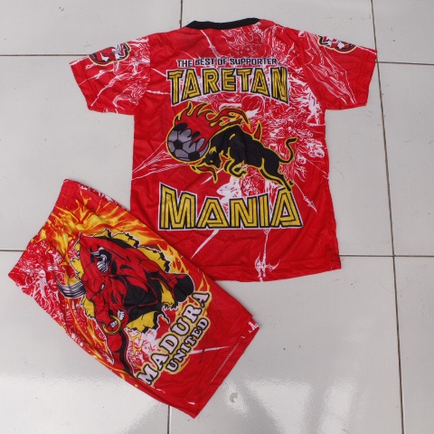 setelan baju bola anak madura suporter printing/ baju bola anak madura printing