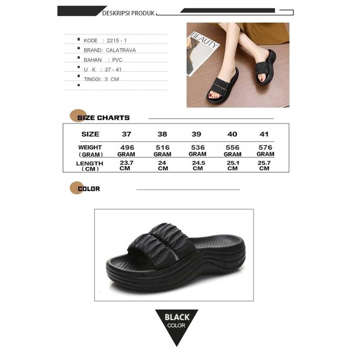 2215-1 [CALATRAVA] SENDAL FUJI KERUT CALATRAVA | SANDAL SELOP | SANDAL HAK | SANDAL JELLY | SANDAL FUJI JELLY