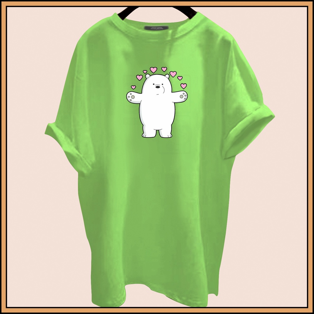 CALVIERO SHOP - BAJU KAOS ATASAN WANITA PRINT BEAR LOVE LOGO GALAXY PRINT