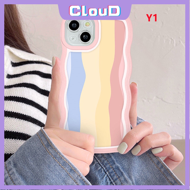 Casing Soft Wavy Edge Rainbow Case Realme C21Y C35 C33 C30 C25 C17 C11 2021 C3 C12 9i C25s C25Y C1 C20 C15 C20A 10 8 7 9 8i 7i 5i 6i C20A C11 5 5s Shockproof Colorful Back Cover
