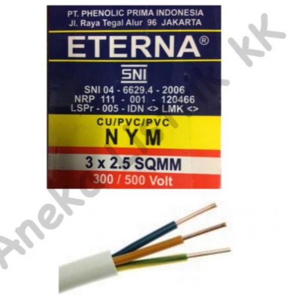 RealPict--KABEL ETERNA METERAN NYM 3 x 2,5 3x2,5 POTONGAN Per METER CABLE BATANG 3 x 2.5 PerMeter 3x