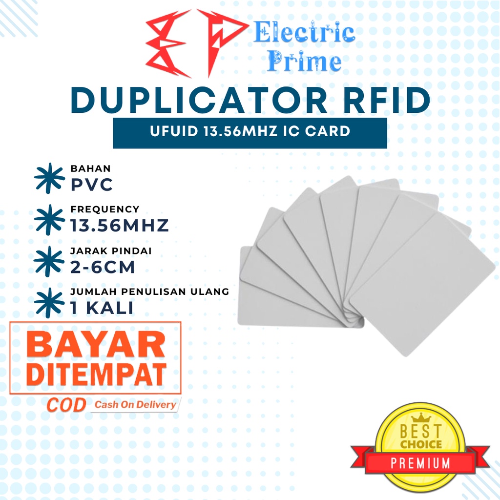 Kartu RFID 13.56 Mhz IC Smart Card Duplikat Mifare 1K Copy Clone Kartu Akses Absensi Kantor Parkir Lift Apartemen Door Access Control Pintu Rumah UFUID