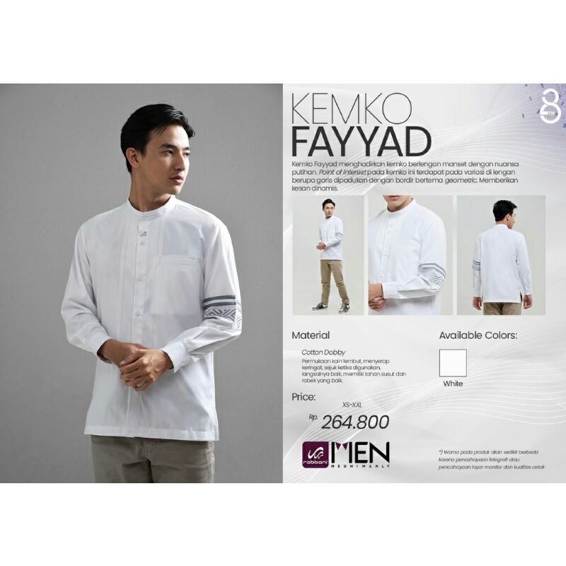 TERBARU Kemko Fayyad - Kemjo Yaqzan - Kemko Putih Lengan Panjang - Baju Koko Rabbani Putih - Kemeja 
