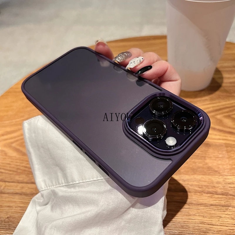 Case Bahan Silikon Akrilik Warna Ungu Untuk iPhone 14 Pro Max 12 11 13 Pro Max XR XS Max X 13 Pro