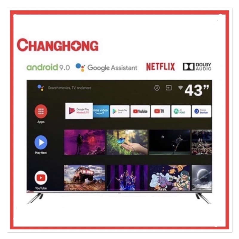 CHANGHONG TV LED 43 INCH H7 SMART ANDROID TV YOUTUBE NETFLIX