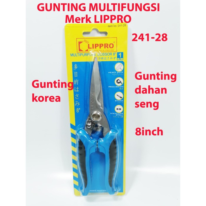 

Berkualitas Lippro Gunting Korea Serbaguna Seng Dahan Kain Kertas 8" 241-28 Bergaransi