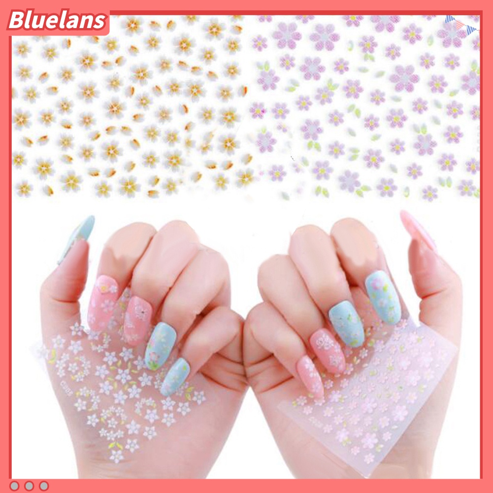 Bluelans 10 Lembar Stiker Kuku Motif Bunga Campur Untuk Dekorasi Manicure / Nail Art DIY