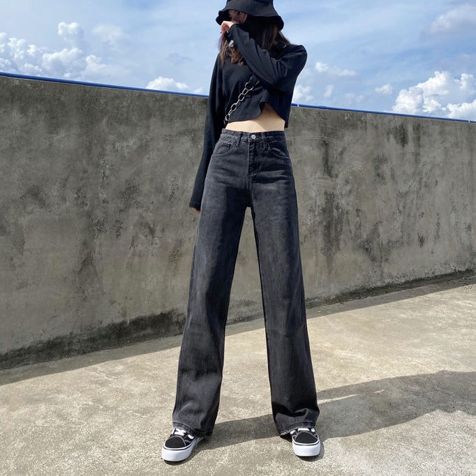 Celana jeans wanita dewasa model terbaru highwaist kulot jeans baggy straight wide leg panjang Celana Lurus wanita loose longgar kekinian cewek boyfriend korean style ootd