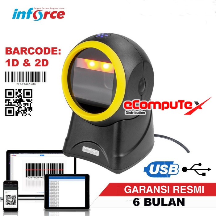 SCANNER BARCODE INFORCE T2055 / T 2055 1D 2D USB WIRED CABLE KABEL GARANSI RESMI