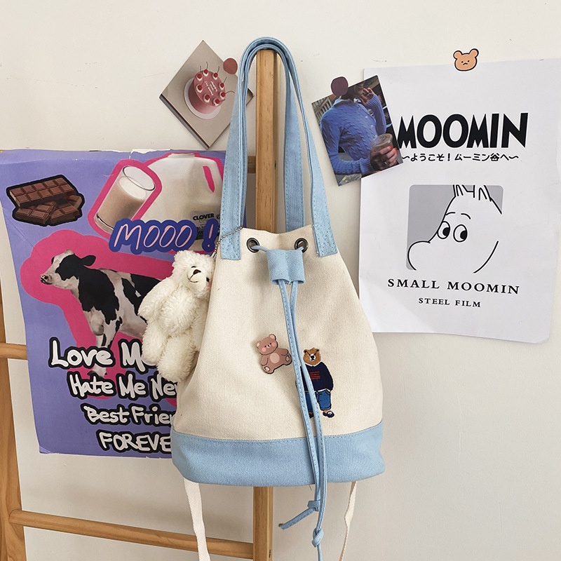 [BISA COD] T3999 Tas Canvas Tas Selempang Wanita Korea Tote Bag Sling Bag Perempuan Tahan Air Stylish