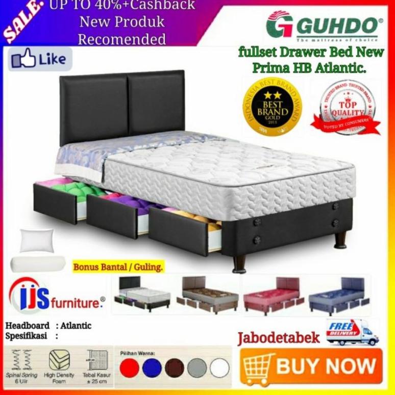 Guhdo Fullset Kasur Drawer Bed/Laci New Prima HB Atlantic Uk 120x200