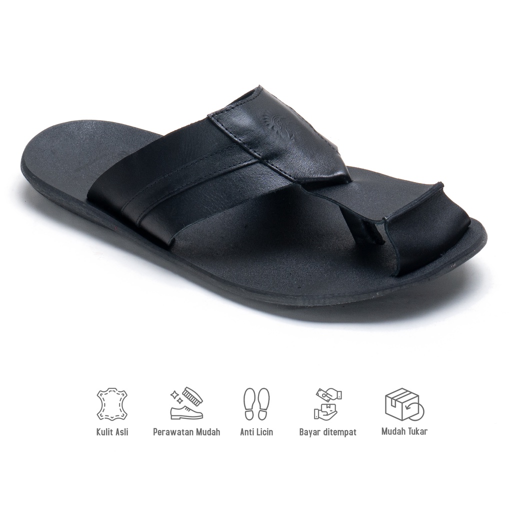 Sandal Pria Casual Sendal Jepit Kulit Asli Local Product SDL604