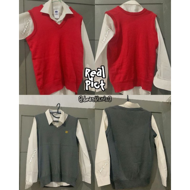 Vest Thrift, Vest Anime, Vest Rajut, Vest merah, Vest Kuning, Vest Abu-Abu, Cardigan, Rompi, Prelove