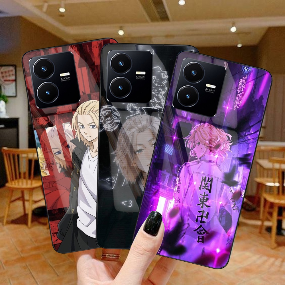 Softcase Glass Kaca ANIME [SF91] VIVO Y22/Y22S 2022 Terbaru Casing Handphone-Pelindung Handphone-Aks
