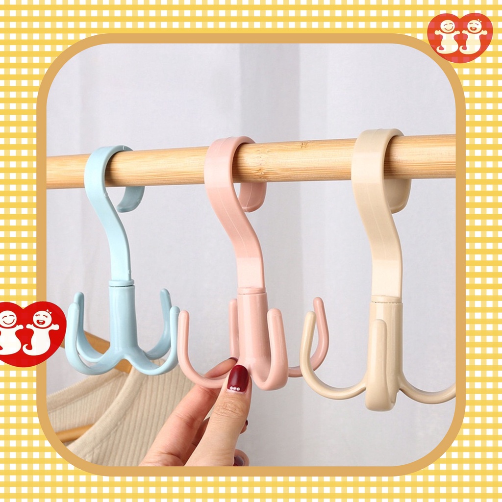 Gantungan Putar 6 Kait 360 Derajat Serbaguna/Hanger Lemari Pakaian Sepatu Tas Hook 6 Kait