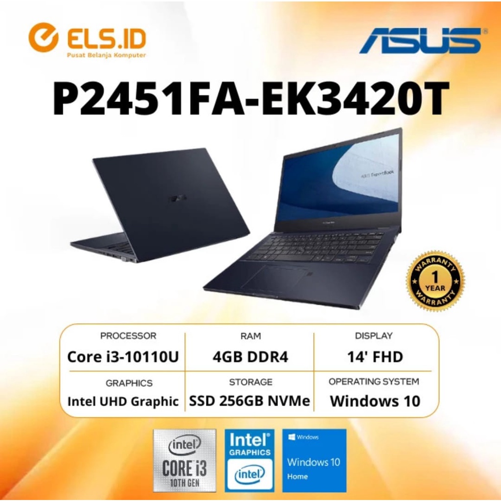 Asus ExpertBook P2451FA-EK3420T - Star Black [i3 10110U-4GB-SSD 256GB]