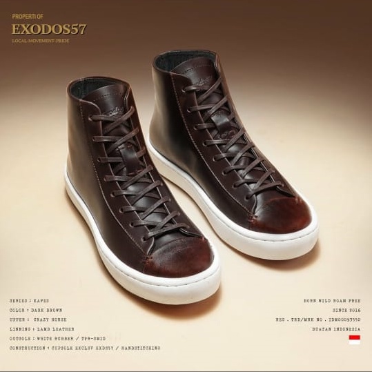 Sepatu Sneaker Kulit Pria - Exodos57 - Kofes - Dark Brown