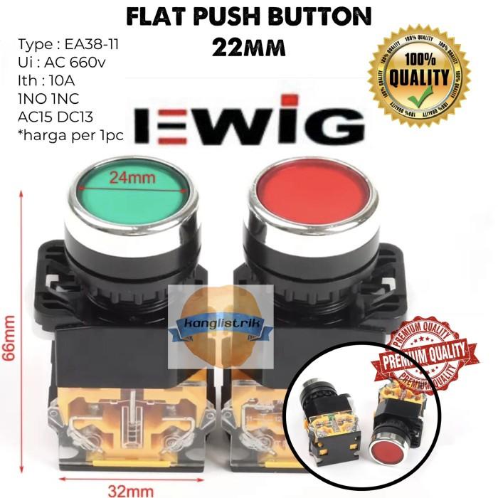 Listrik Push Button On Off 22Mm Flat Button Switch 10A 660V Type Ea38-11