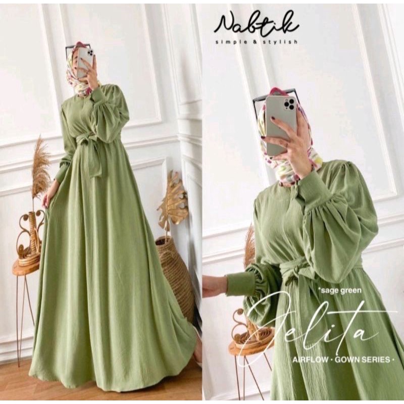 Gamis Muslimah Terbaru Jelita Dress Crinkle Airflow