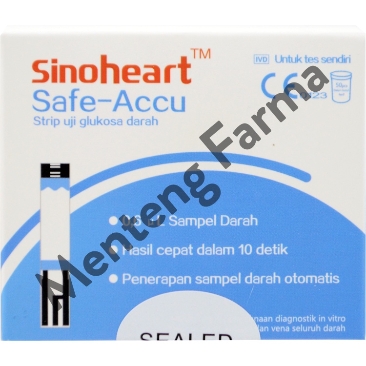 Sinocare Safe-Accu Strip Uji Gula Darah 50 Pcs - Tes Strip Gula Darah