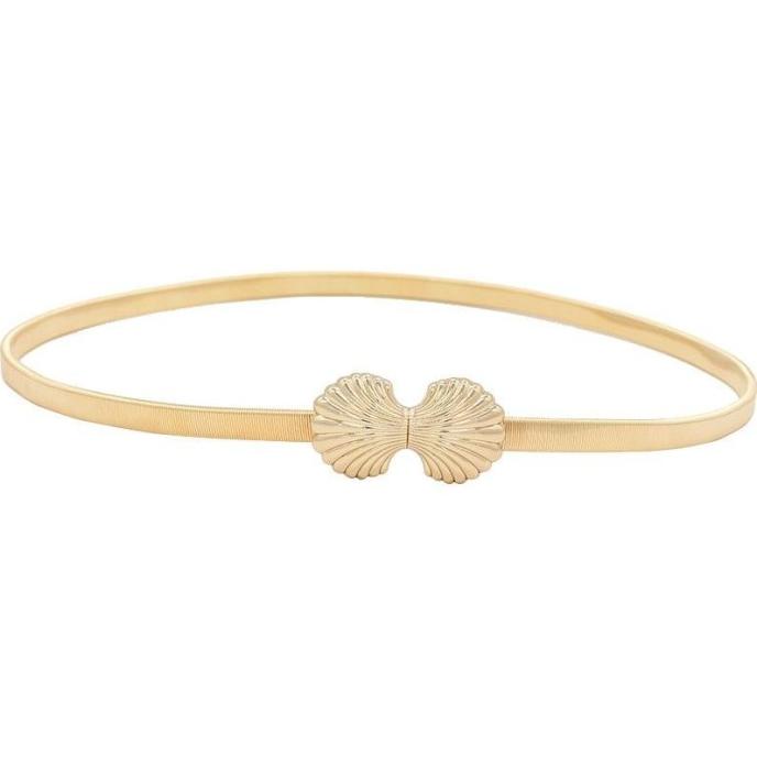 [BISA COD] Belt Wanita Ikat Pinggang Korea Besi Karet Elastis Pesta "Shell Gold"