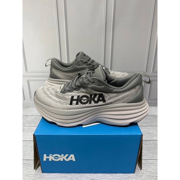 Sepatu olahraga hoka one bondi 8 grey