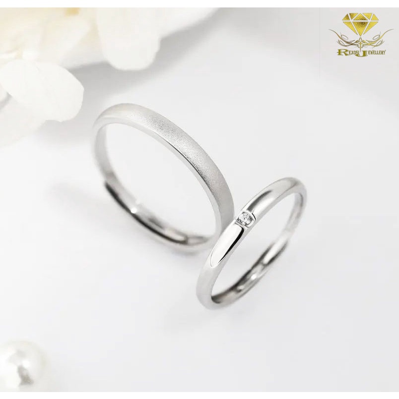 Cincin Couple Emas Berlian Eropa Asli ORI 100% Kawin Nikah Tunangan Pernikahan Wedding Pria Wanita