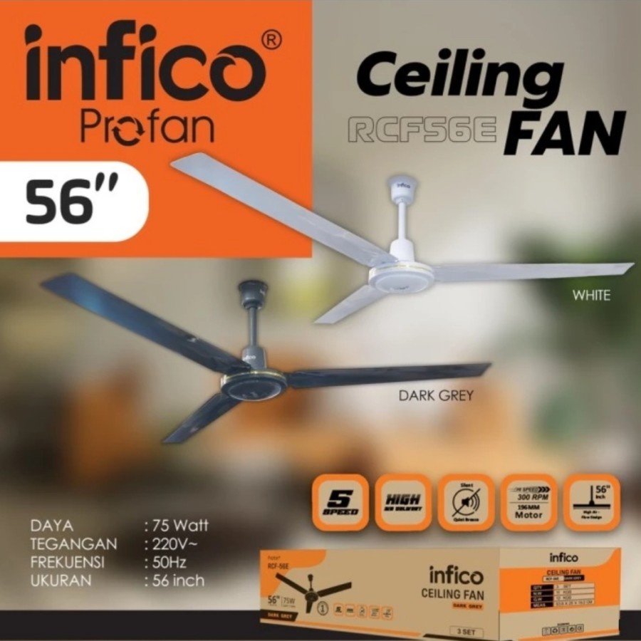 KIPAS CEILING / PLAFON FAN BESI 3 DAUN 56 INCH PROFAN INFICO