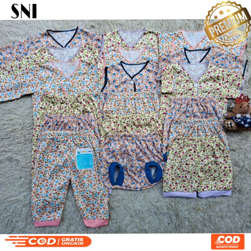 24pcs Paket perlengkapan baju celana bayi baru lahir, 3-6 dan 6-12 bulan kado motif perempuan printing korean look  SNI promo 9.9