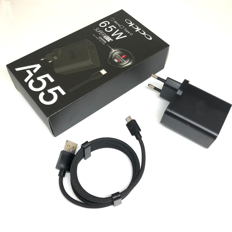 ALL 65WATT Charger Oppo A55 BLACK 65W For Android Dan Micro Super Vooc Casan Oppo A55 Usb Micro Dan Tipe C Super Vooc 65w Promo Sen