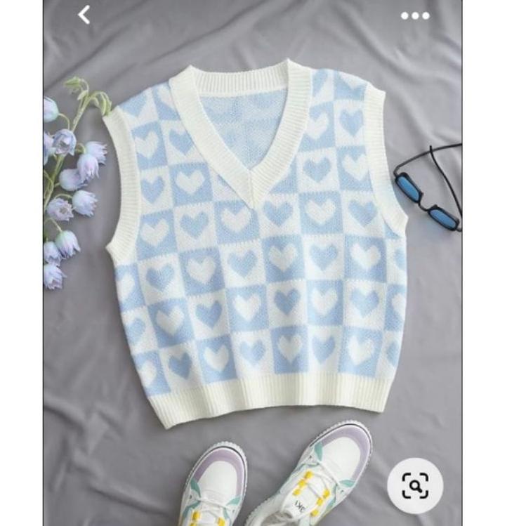 GNQ.18Oc22ᴴ ▪ Rompi Korea Rajut Wanita Motif Love/Hati / Korean Knit Vest/Korean style vest