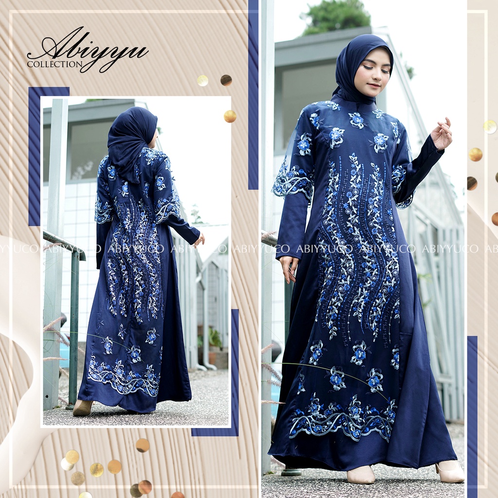 Abiyyuco TA9018 | Gamis Brokat Tile Mewah Dress Brukat Kondangan Wisuda