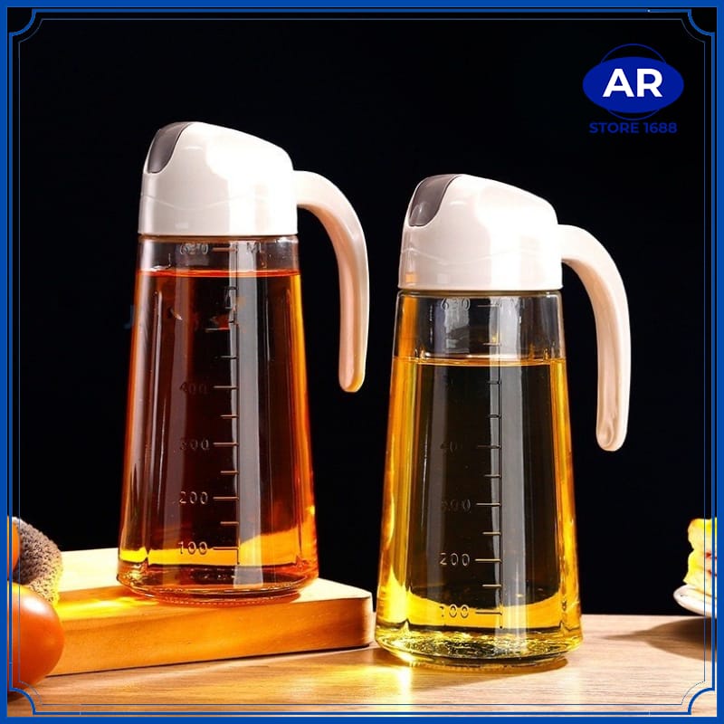 AR-Botol kaca / tempat minyak goreng &amp; kecap multi fungsi anti tumpah 630ml