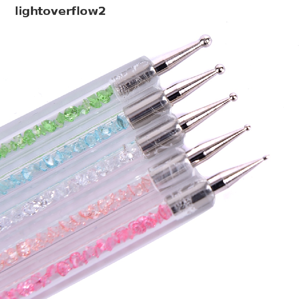 (lightoverflow2) Pen Brush Nail Art Dua Sisi Untuk Menggambar Titik Kristal