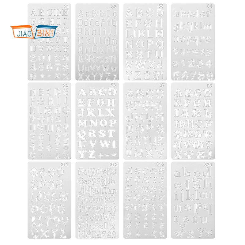 12 Pcs Cetakan Stensil Cutting Dies Motif Huruf Alfabet Bahan Plastik