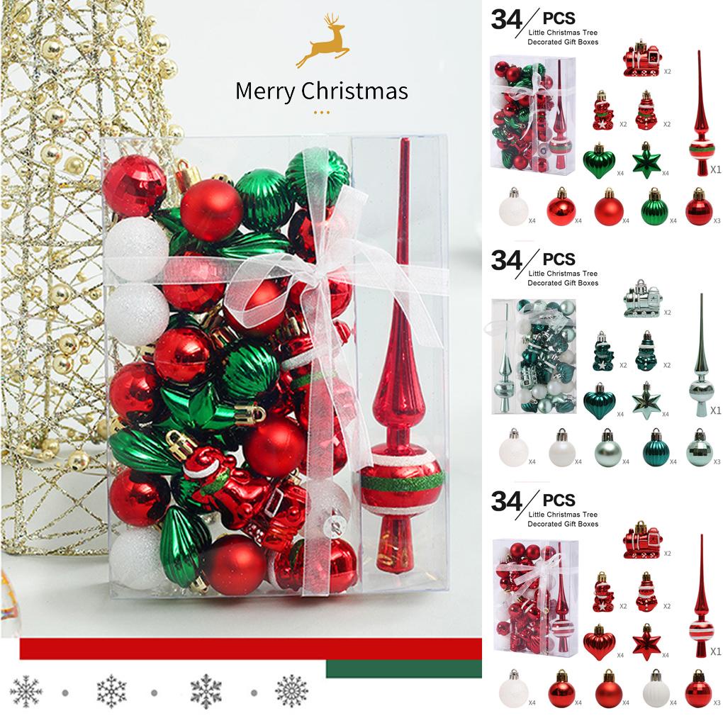 Huit 34pcsset Hiasan Gantung Pohon Natal Bentuk Bola Untuk Dekorasi