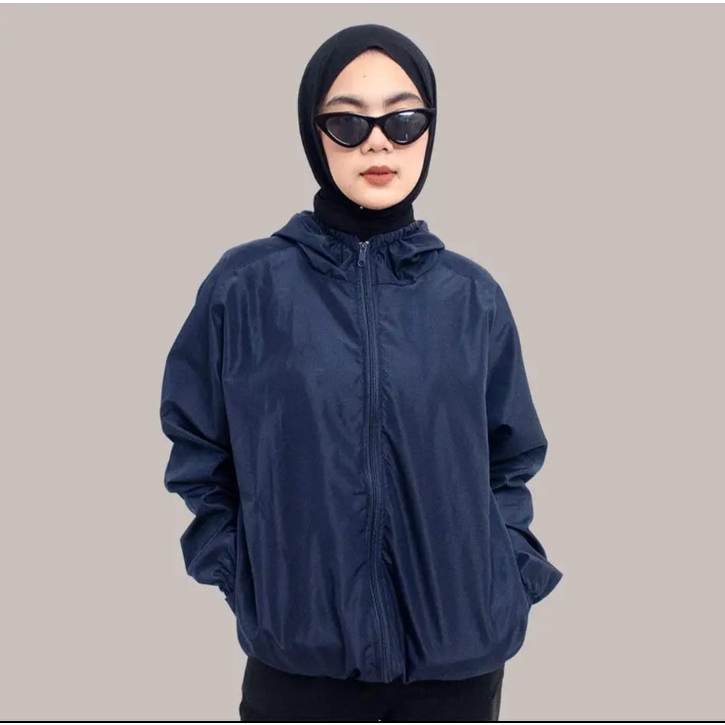 Jaket Olahraga Parasut Polos Pria/Wanita Sauna Suit, Jogging, Lari, Bersepeda, Despo, Gym Fitnes, Senam,