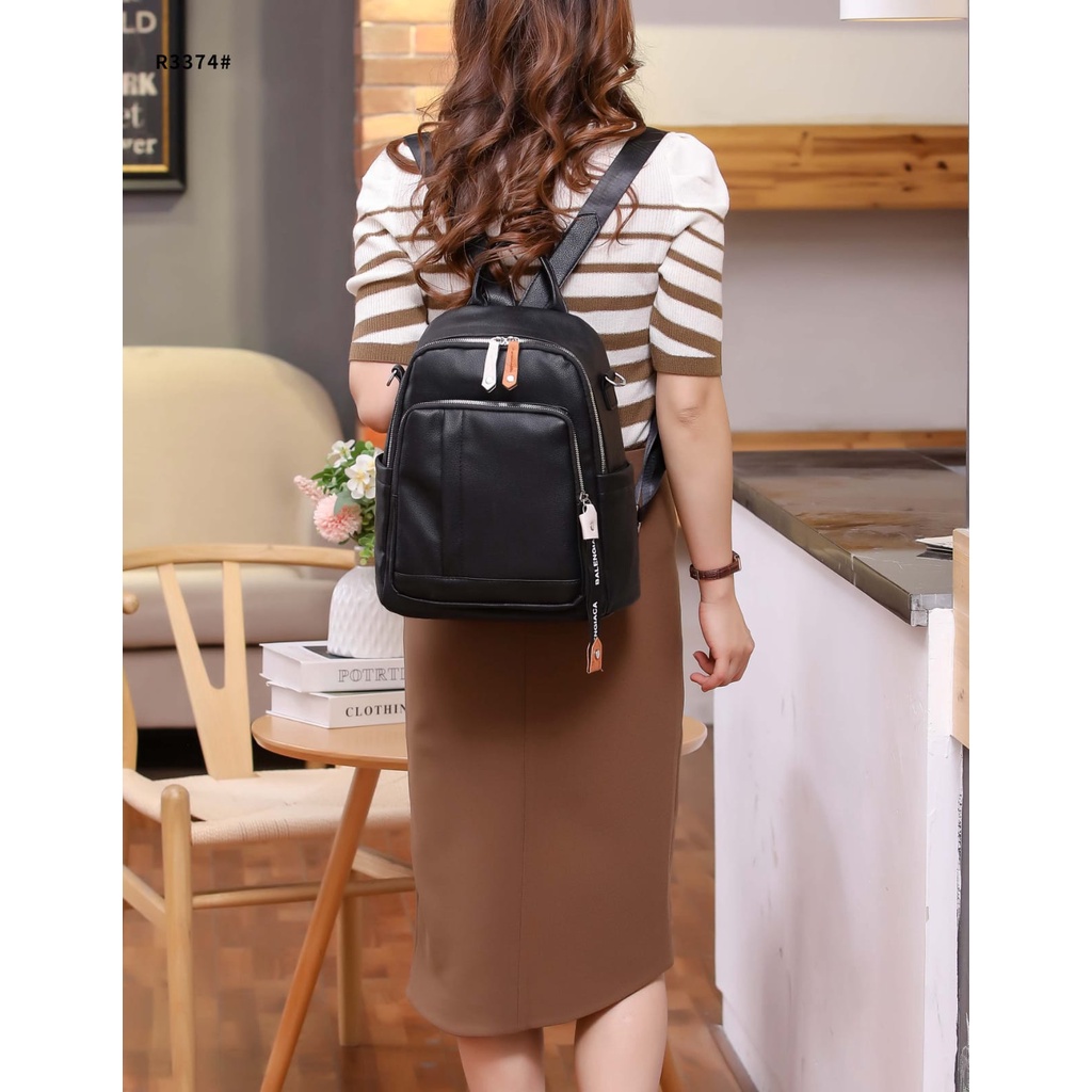 BG Backpack Leather For Women Silver Hardware R3374 R3375 R3376 R3377