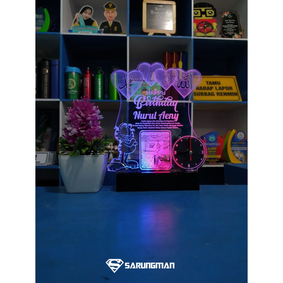 Lampu Hias Jam Akrilik Unik, Kado Ulang Tahun, Kado Wisuda, Kado Anniversary, Kado Pernikahan Dll