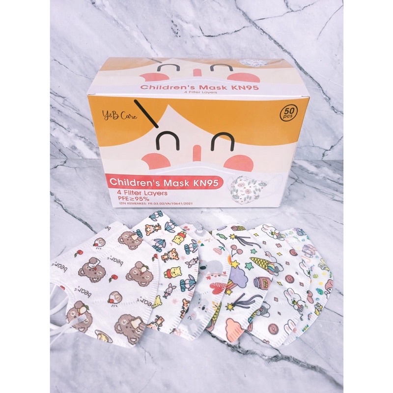 Masker Anak KN95 Kids Premium / KN95 5ply Anak Motif Karakter (isi 50pcs)