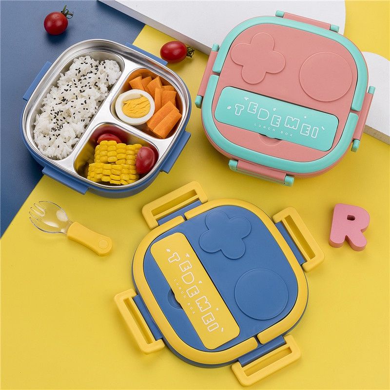 Jual Kotak makan anak Stainless 304 kids lunch box Set Premium 3 Sekat