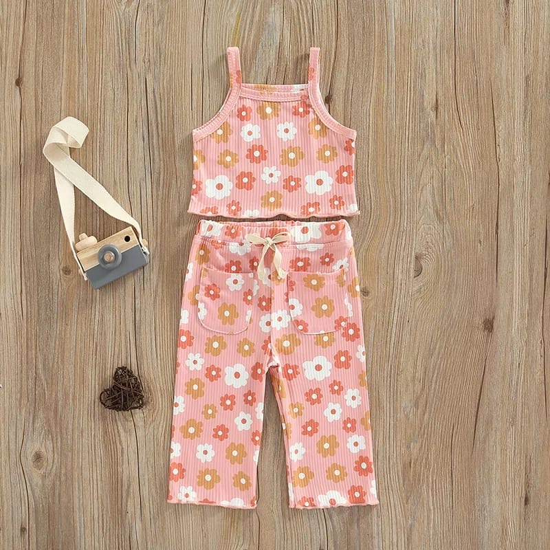 BHO - ZTL OOTD Setelan Anak SANTIA / SETELAN ANAK YUMIKA / Oneset Motif Bunga-Bunga / Set Atasan Tanktop+Celana Panjang / Pakaian Anak-Anak Casual / Oneset Tidur Anak / Pakaian Anak Perempuan Kekinian / Fashion Jalan-jalan / Trendy / Terlaris