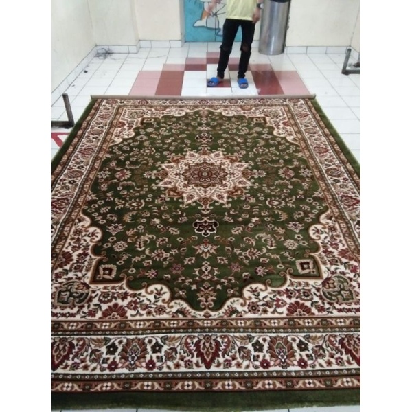 Karpet Permadani Lokal Ukuran Jumbo 300x400 Hijau Klasik tebal 13mm