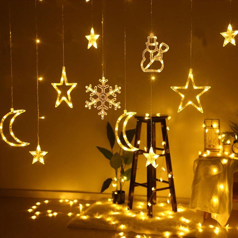 [Elegan] Led String Light Suction Cup Santa Snowflake Fairy Light Pendent Lights Decor Untuk Ornamen Jendela Rumah Xmas Christmas Decoration