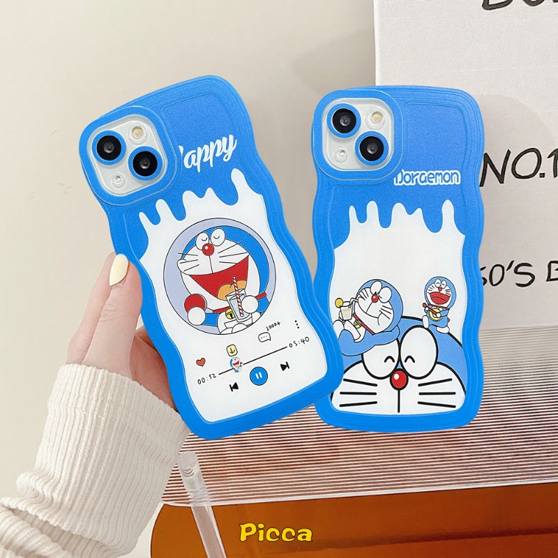 Vivo Y36 Y16 Y02 V25E Y22 Y35 Y15A Y12s Y11 Y15s Y21s Y17 V25 Y33s Y15 V23E Y20 Y12 Y75 Y91C V20 Y12i Y91 Y21 Y1 Y1s T1 Y55 Y30 Tempat Susu Imut Doraemon Milk Tea Ice Cream Wavy Edge Case