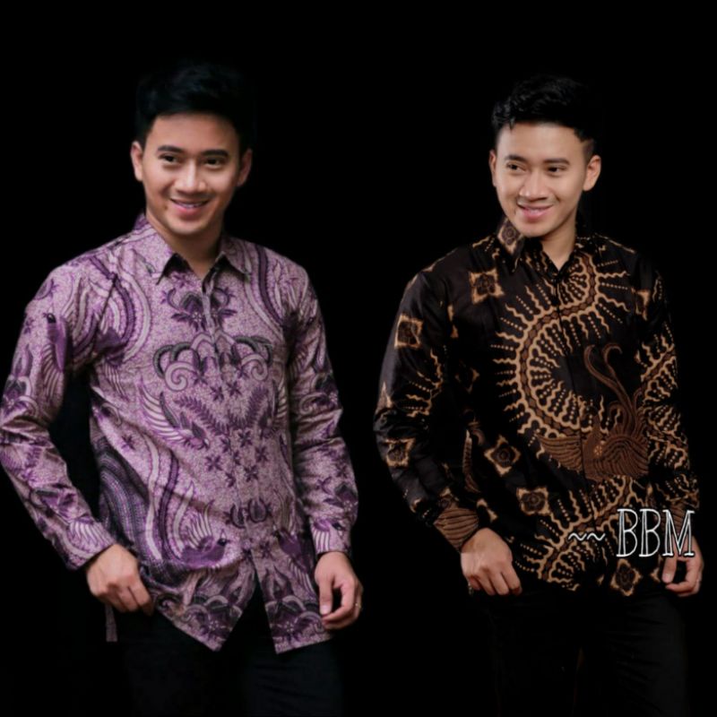 Batik pria kemeja batik lengan panjang m l xl xxl terlaris