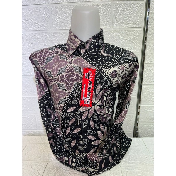 Grosir Batik Jakarta,Kemeja Baju Batik Anak Laki Laki Lengan Panjang Katun Premium Warna Hitam Pich 