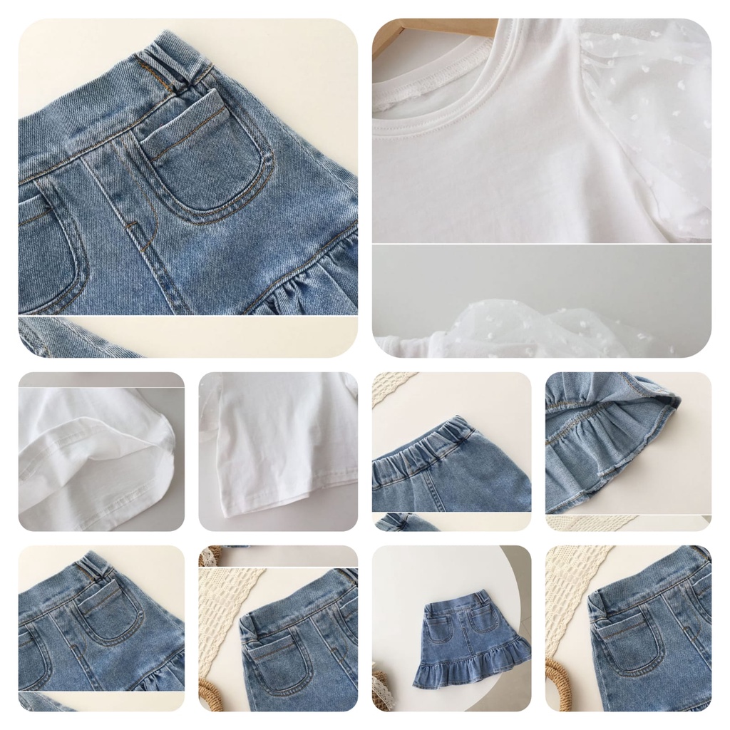 BAJU SETELAN ANAK PEREMPUAN 2PIECE KAOS LENGAN PANJANG + ROK PENDEK IMPORT HIGH QUALITY 2-10TAHUN