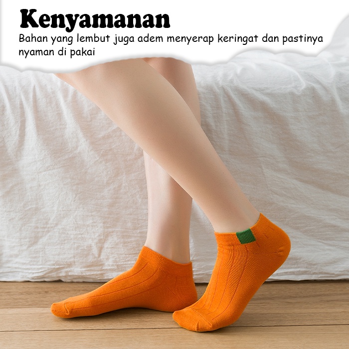 Kaos Kaki Pendek Semata Kaki - Ankle Cute Short Socks - Kaos Kaki Motif Garis Polos Dan Lembut Bahan 100% Polyester - W1A5